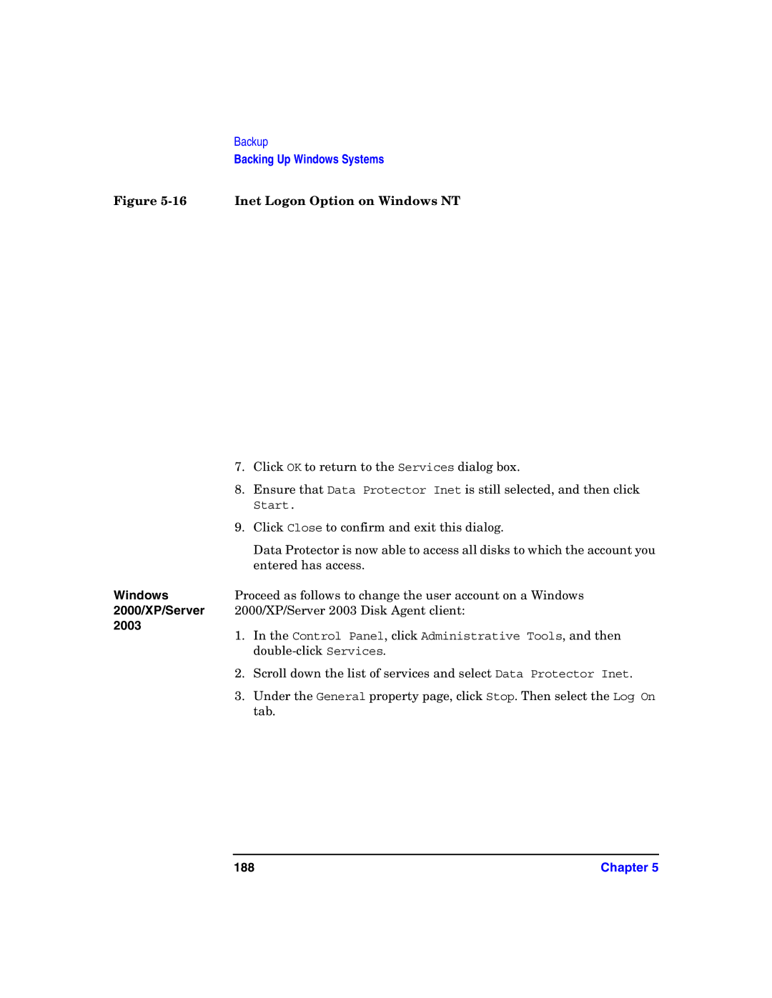 HP B6960-90078 manual Inet Logon Option on Windows NT, 188 