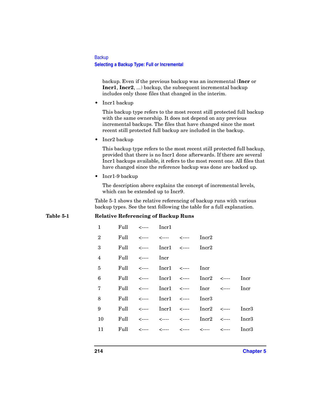 HP B6960-90078 manual Relative Referencing of Backup Runs, 214 