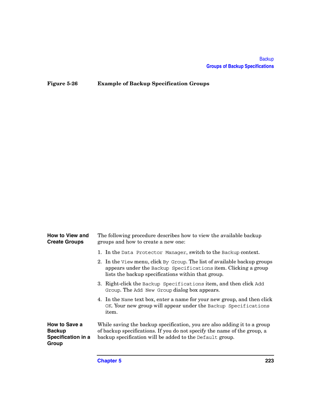 HP B6960-90078 manual Example of Backup Specification Groups 