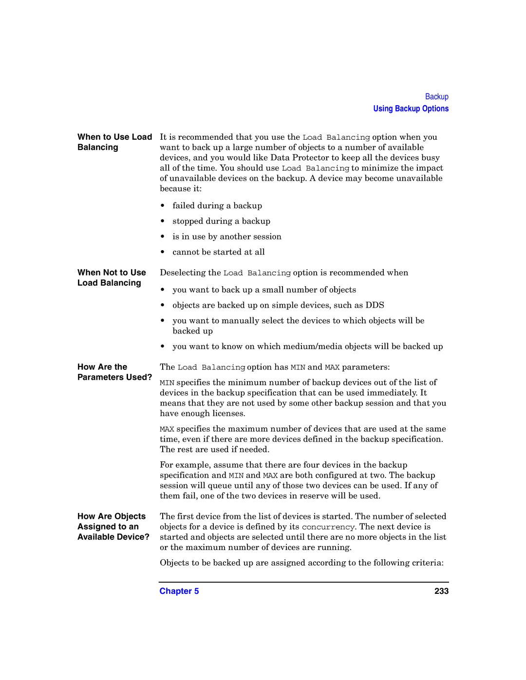 HP B6960-90078 manual Load Balancing, Parameters Used?, How Are Objects, Assigned to an, Available Device? 