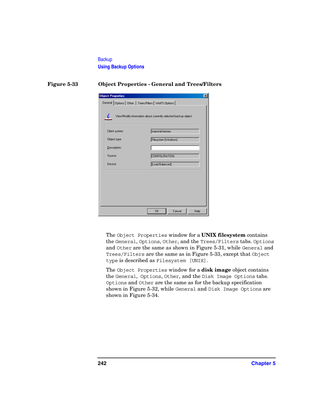 HP B6960-90078 manual Object Properties General and Trees/Filters, 242 