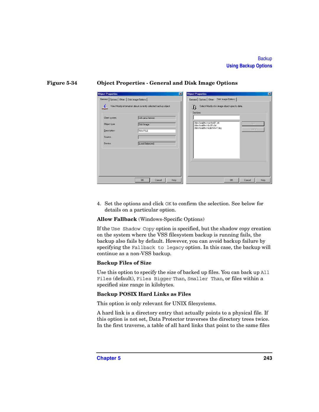 HP B6960-90078 manual Backup Files of Size, Backup Posix Hard Links as Files 