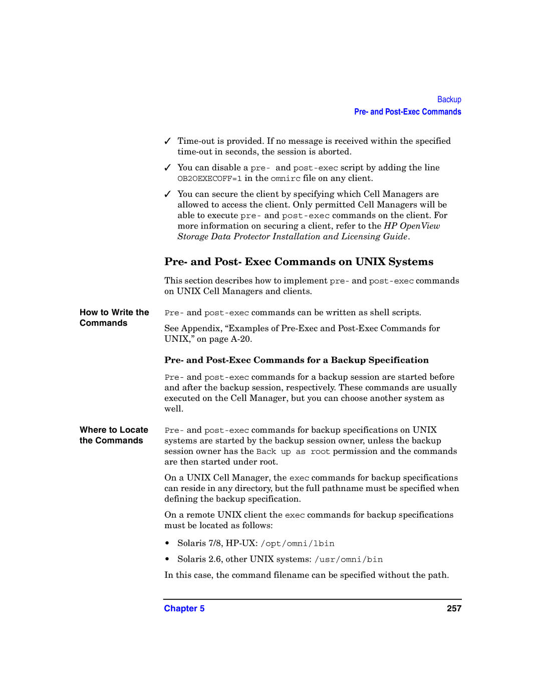 HP B6960-90078 manual Pre- and Post- Exec Commands on Unix Systems, How to Write the Commands 