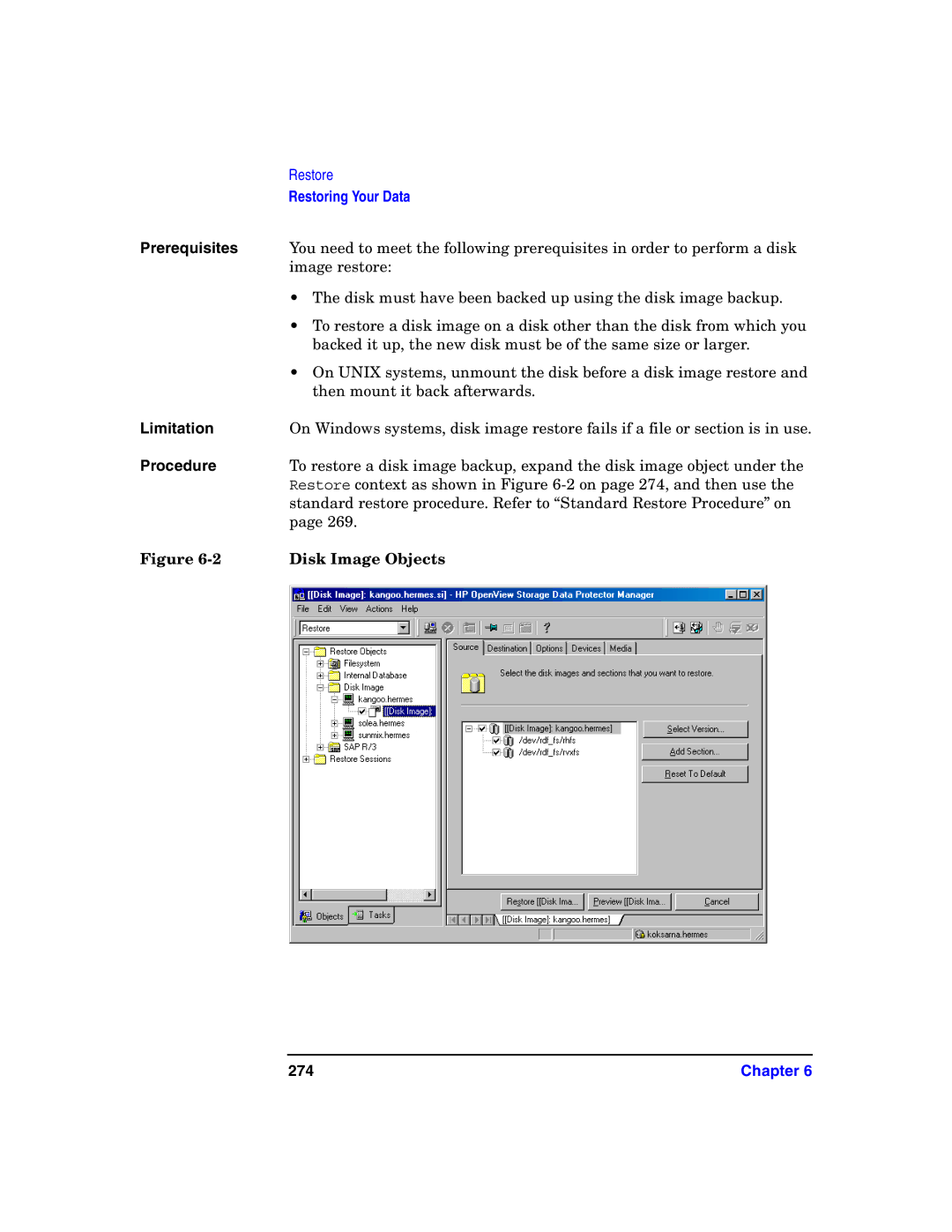 HP B6960-90078 manual Procedure, Disk Image Objects, 274 