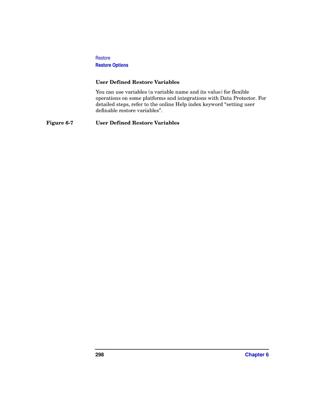 HP B6960-90078 manual User Defined Restore Variables, 298 