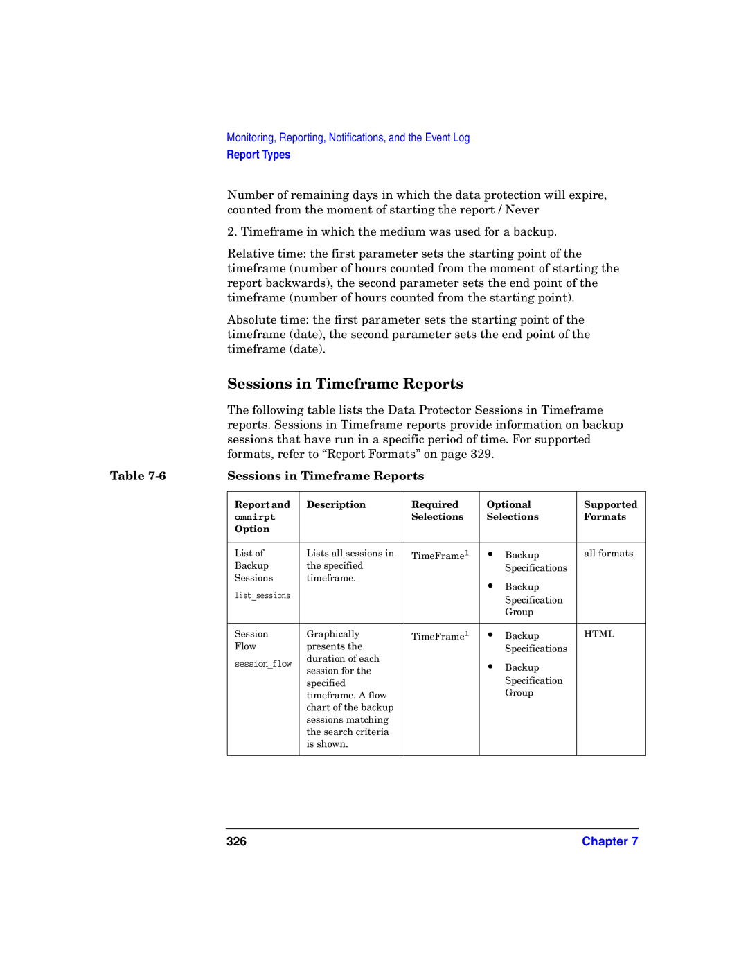 HP B6960-90078 manual Sessions in Timeframe Reports, 326 