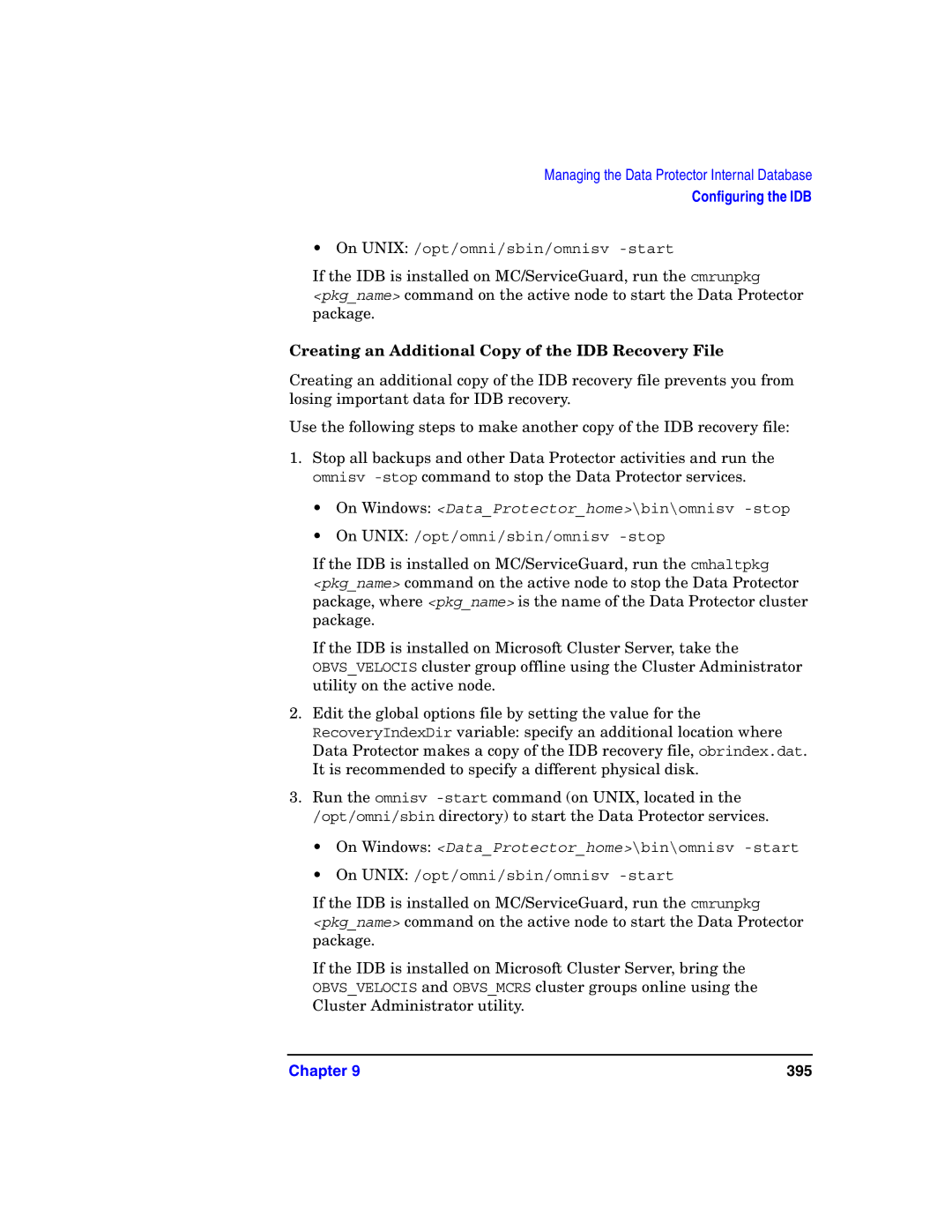 HP B6960-90078 manual Creating an Additional Copy of the IDB Recovery File 