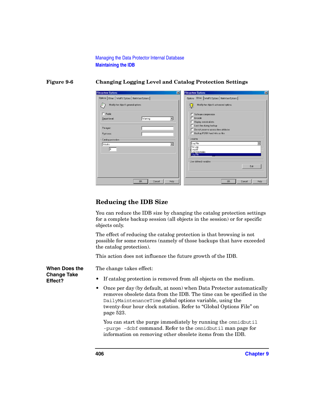 HP B6960-90078 manual Reducing the IDB Size, When Does Change Take Effect?, 406 