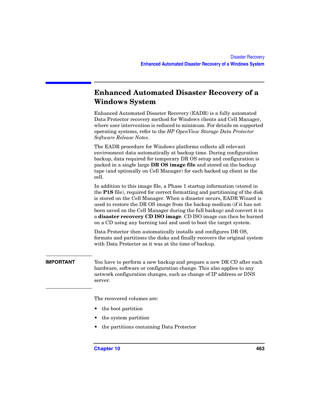 HP B6960-90078 manual Enhanced Automated Disaster Recovery of a Windows System 