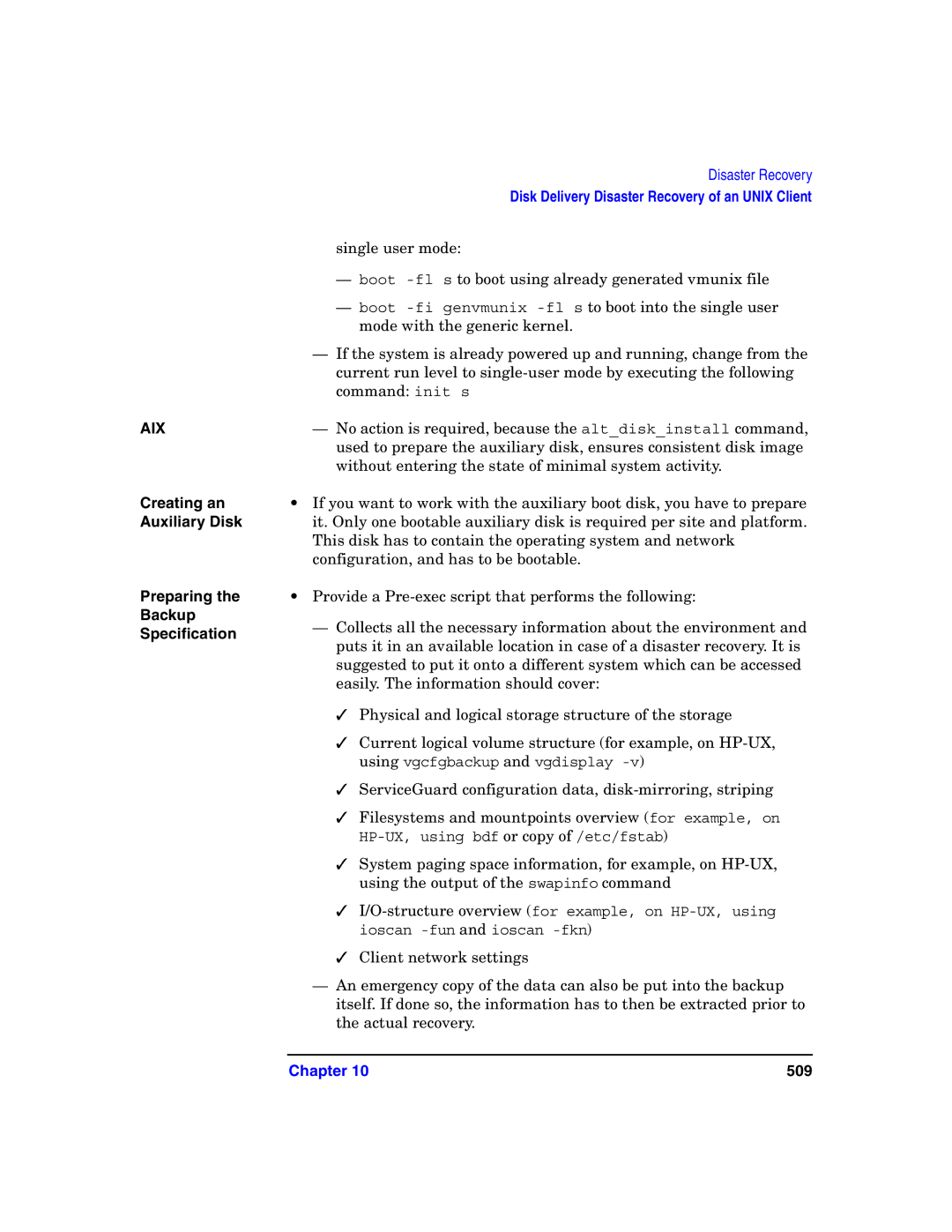 HP B6960-90078 manual Creating an, Auxiliary Disk, Preparing Backup Specification 