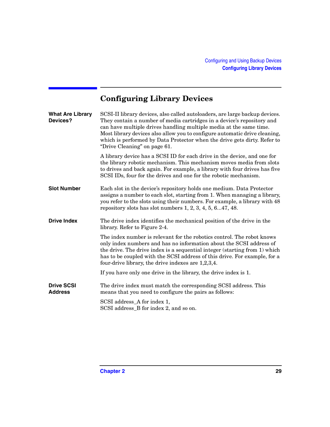 HP B6960-90078 manual Configuring Library Devices 