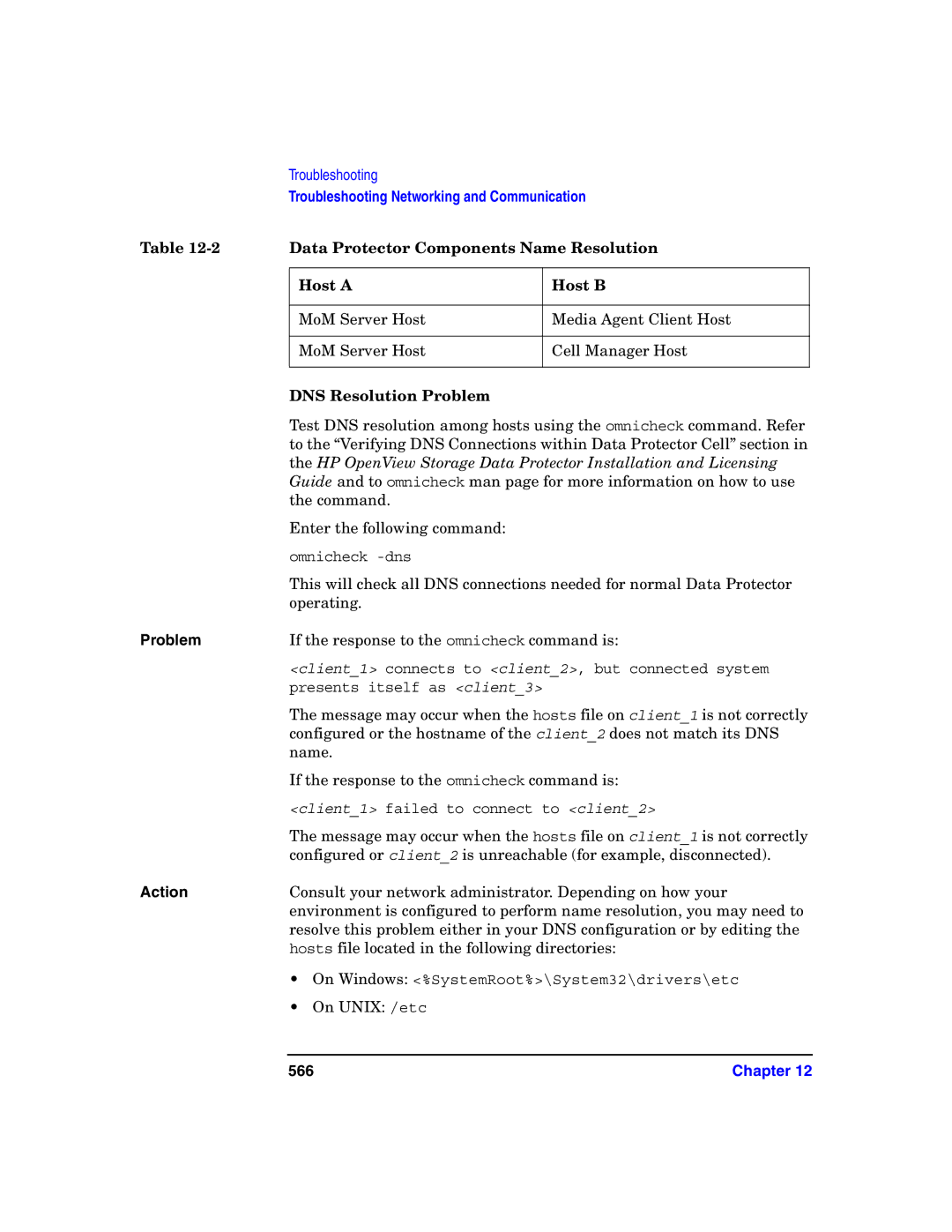 HP B6960-90078 manual DNS Resolution Problem, 566 