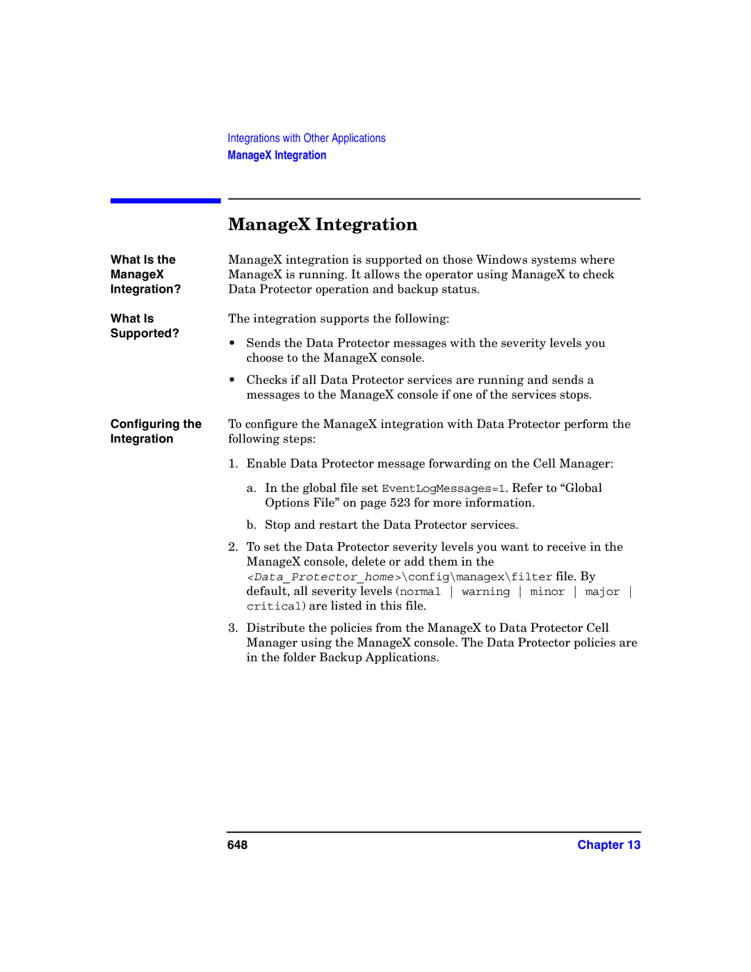 HP B6960-90078 manual ManageX Integration, Integration?, Supported?, 648 