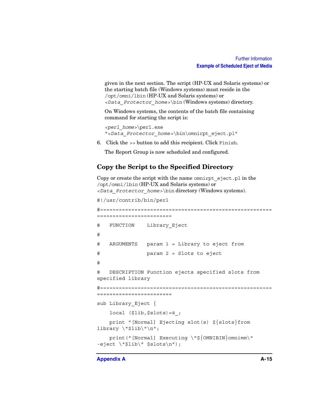 HP B6960-90078 manual Copy the Script to the Specified Directory, Arguments 