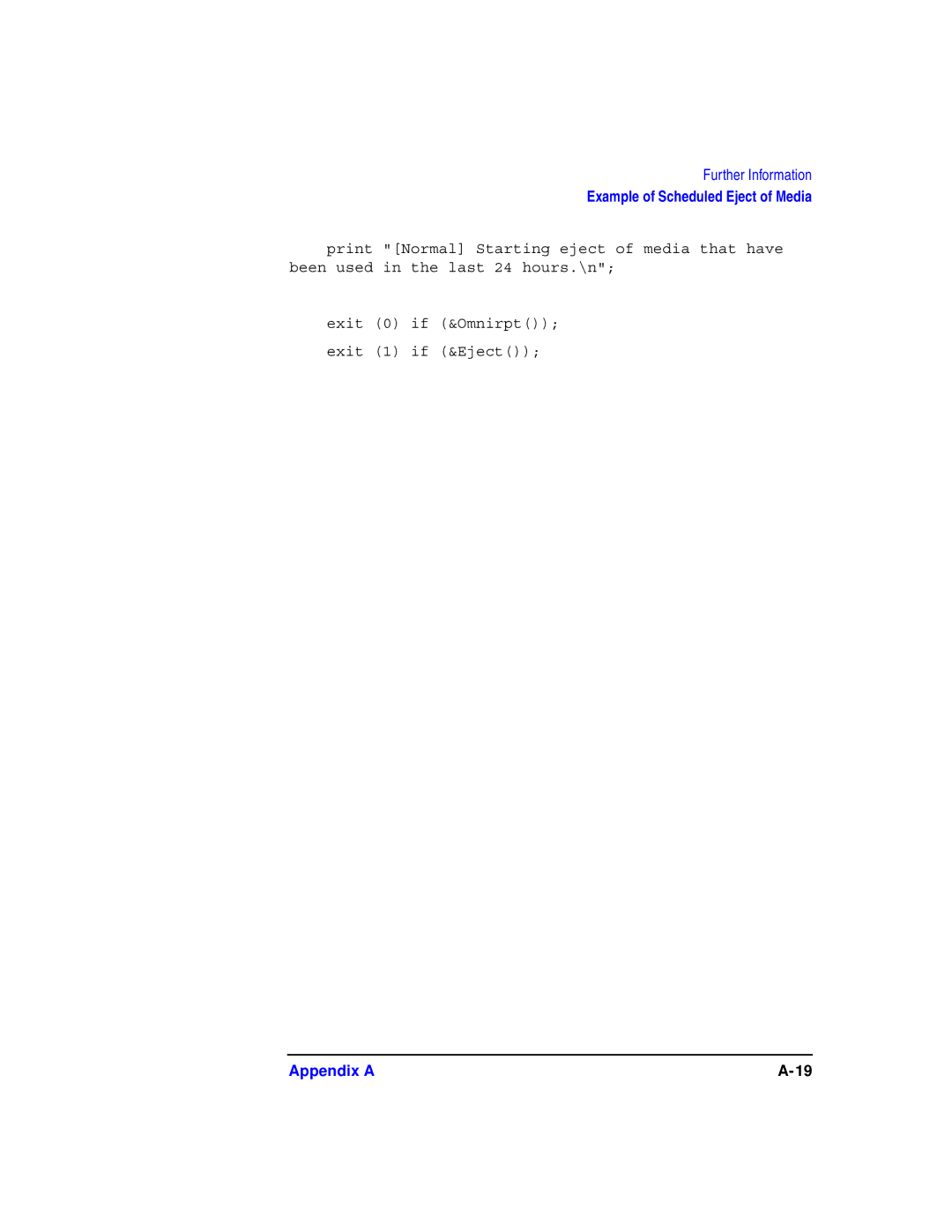 HP B6960-90078 manual Example of Scheduled Eject of Media 