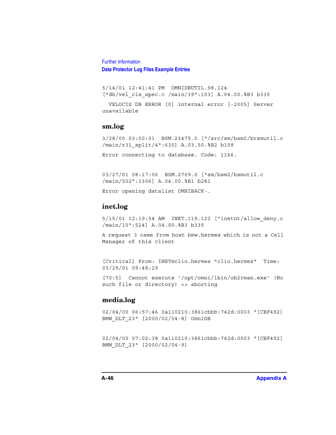 HP B6960-90078 manual Sm.log, Inet.log, Media.log 