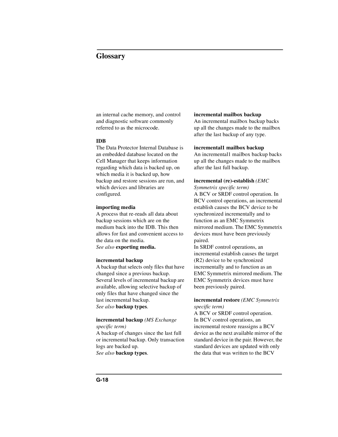 HP B6960-90078 manual See also exporting media Incremental backup, See also backup types Incremental backup MS Exchange 