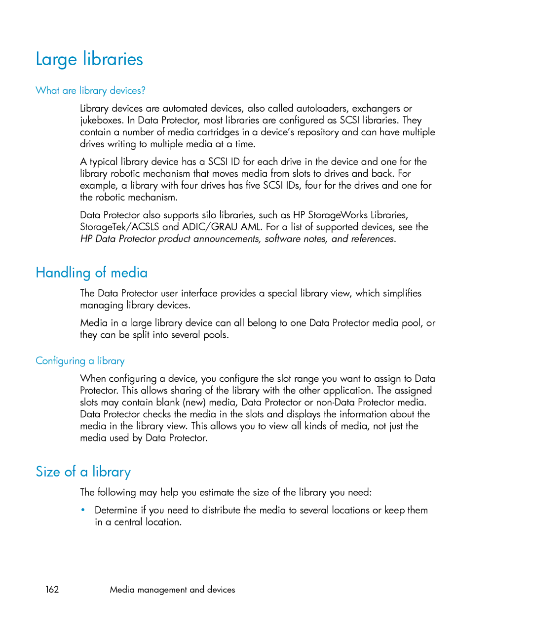 HP B6960-96035 Large libraries, Handling of media, Size of a library, What are library devices?, Configuring a library 