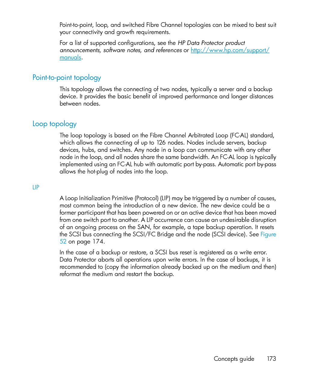 HP B6960-96035 manual Point-to-point topology, Loop topology 