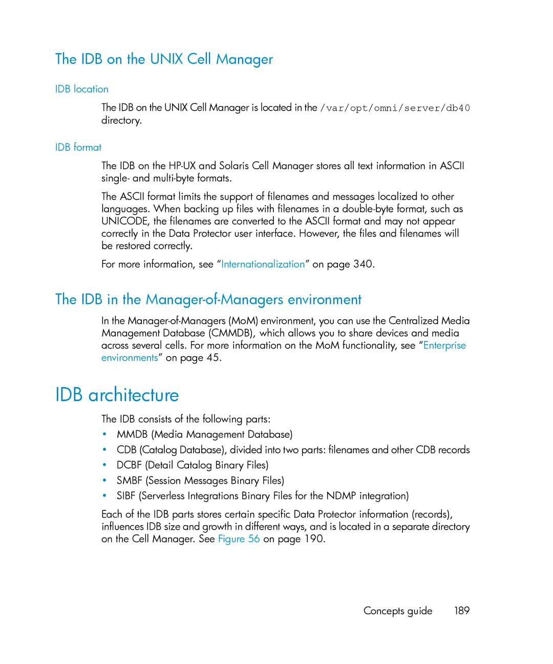 HP B6960-96035 manual IDB architecture, IDB on the Unix Cell Manager, IDB in the Manager-of-Managers environment 