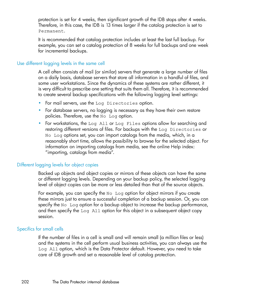 HP B6960-96035 manual Use different logging levels in the same cell, Different logging levels for object copies 