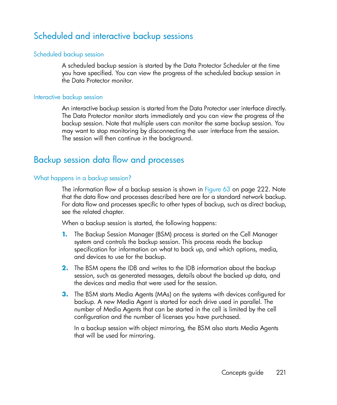 HP B6960-96035 Scheduled and interactive backup sessions, Backup session data flow and processes, Scheduled backup session 