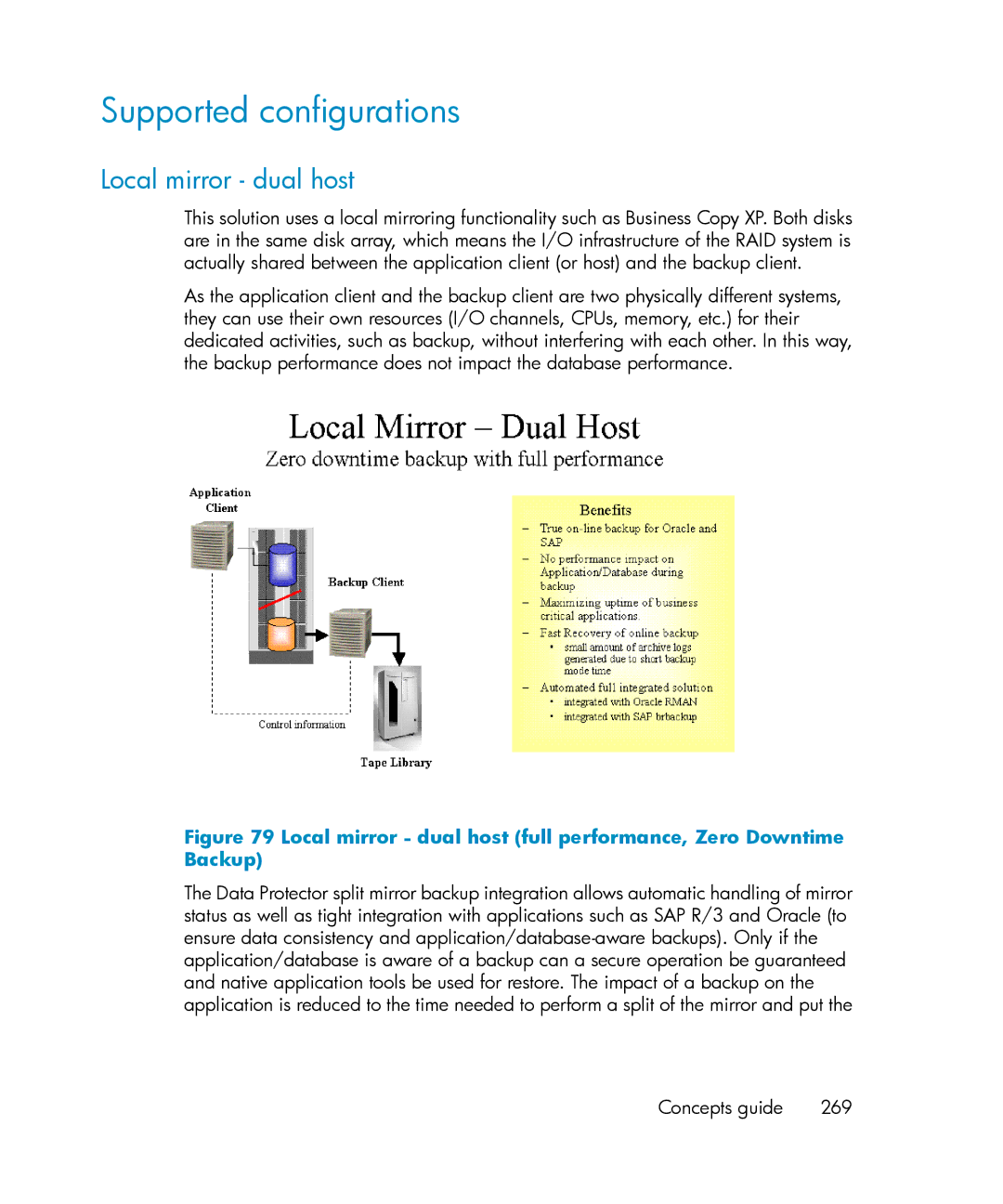 HP B6960-96035 manual Local mirror dual host, Concepts guide 269 