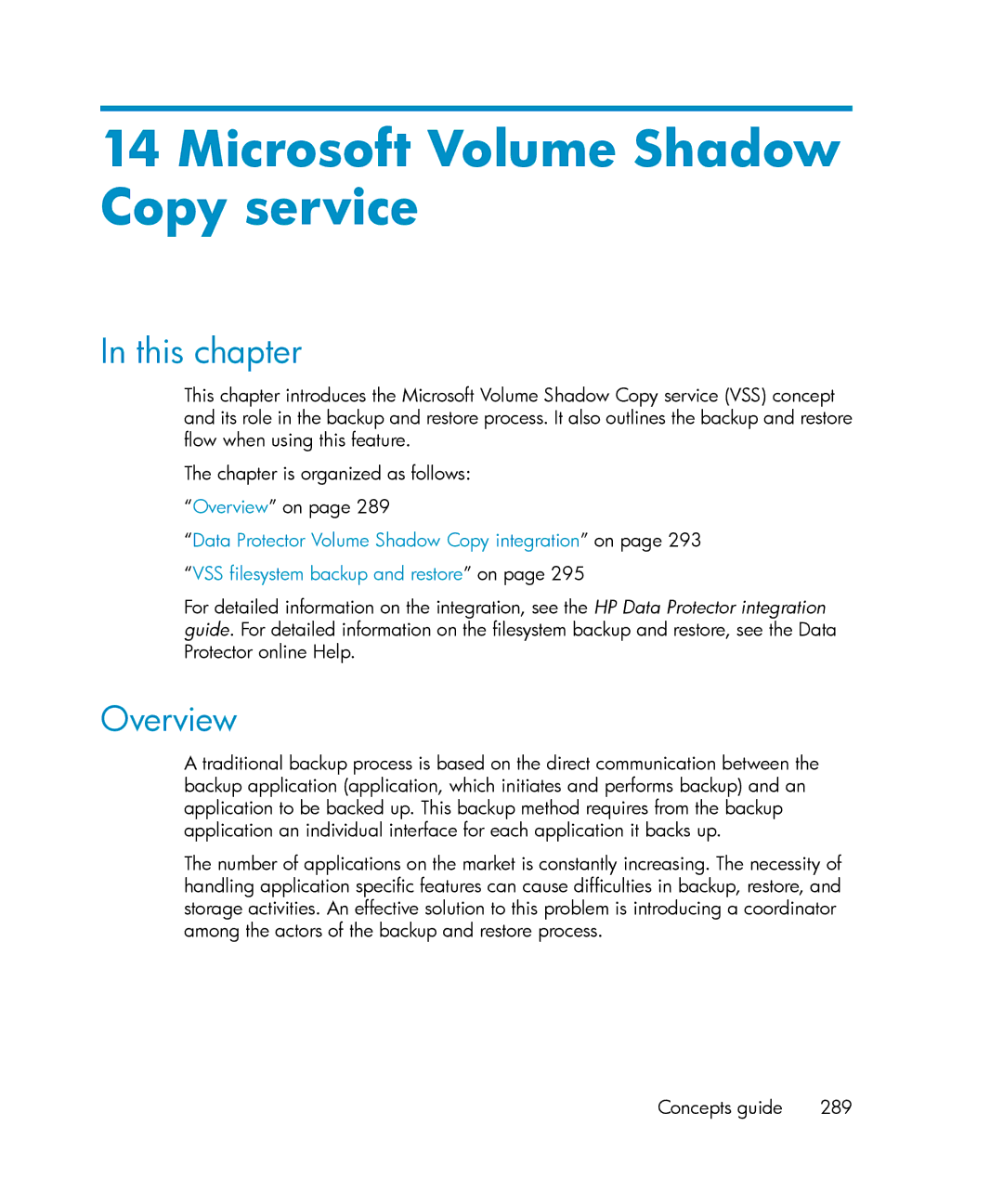 HP B6960-96035 manual Microsoft Volume Shadow Copy service, This chapter 