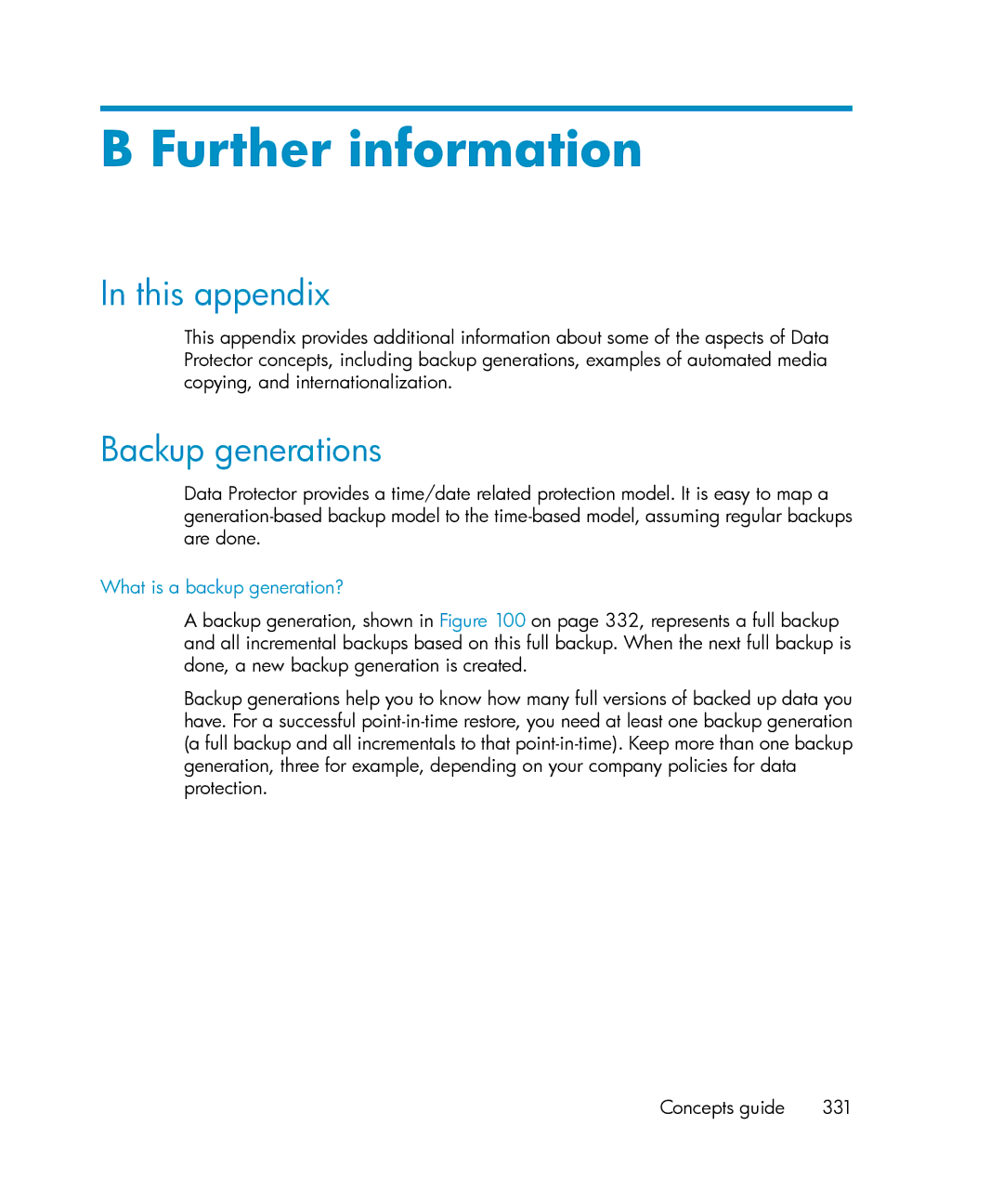 HP B6960-96035 manual Further information, Backup generations, What is a backup generation? 