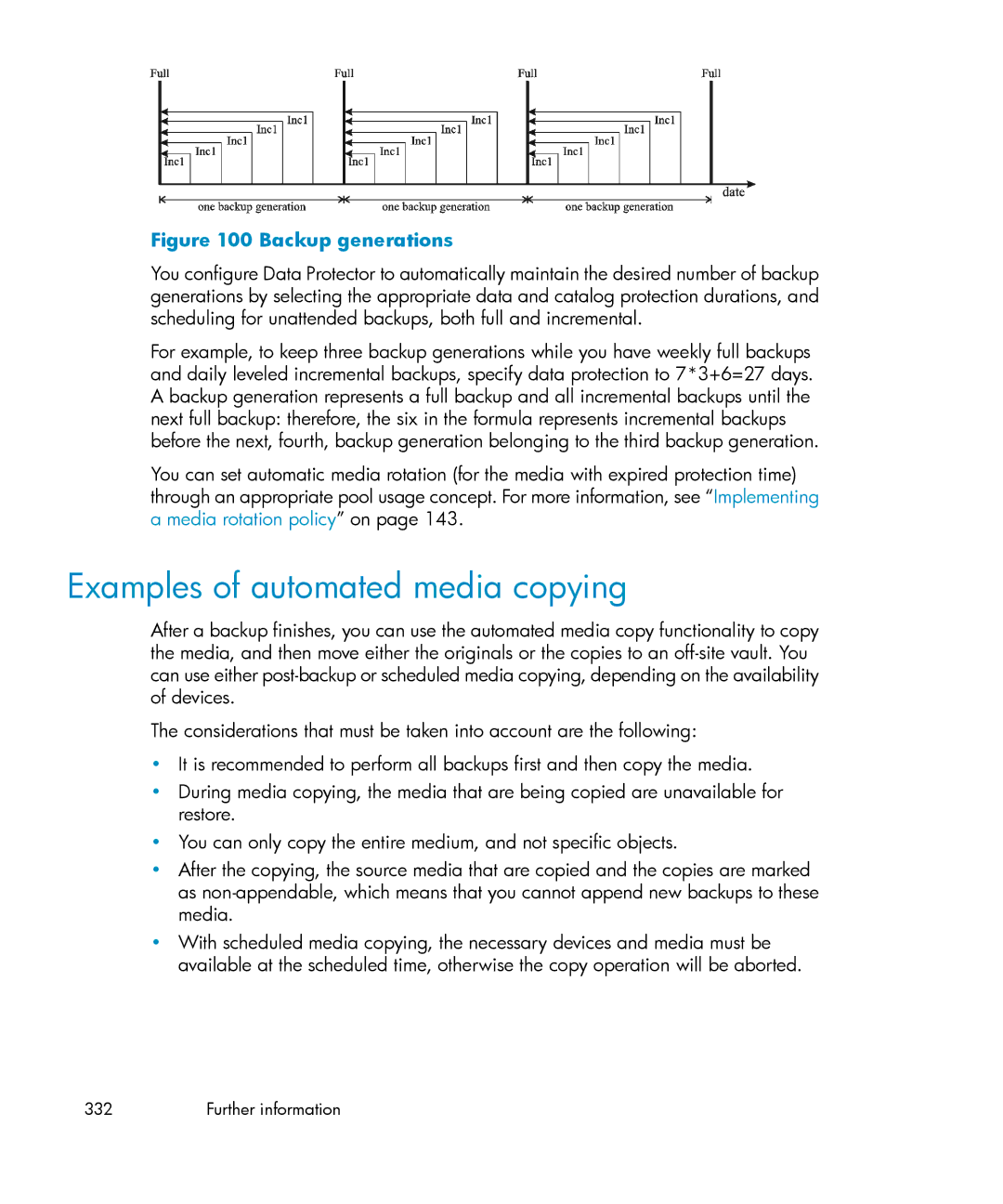 HP B6960-96035 manual Examples of automated media copying, Backup generations 