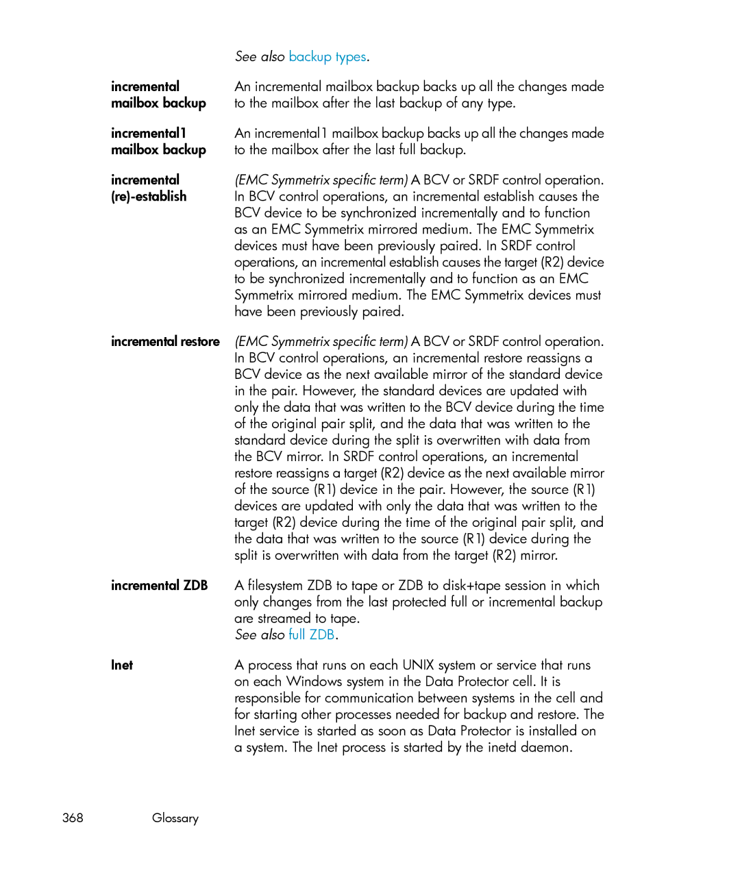 HP B6960-96035 manual Re-establish, BCV device to be synchronized incrementally and to function, Incremental restore 