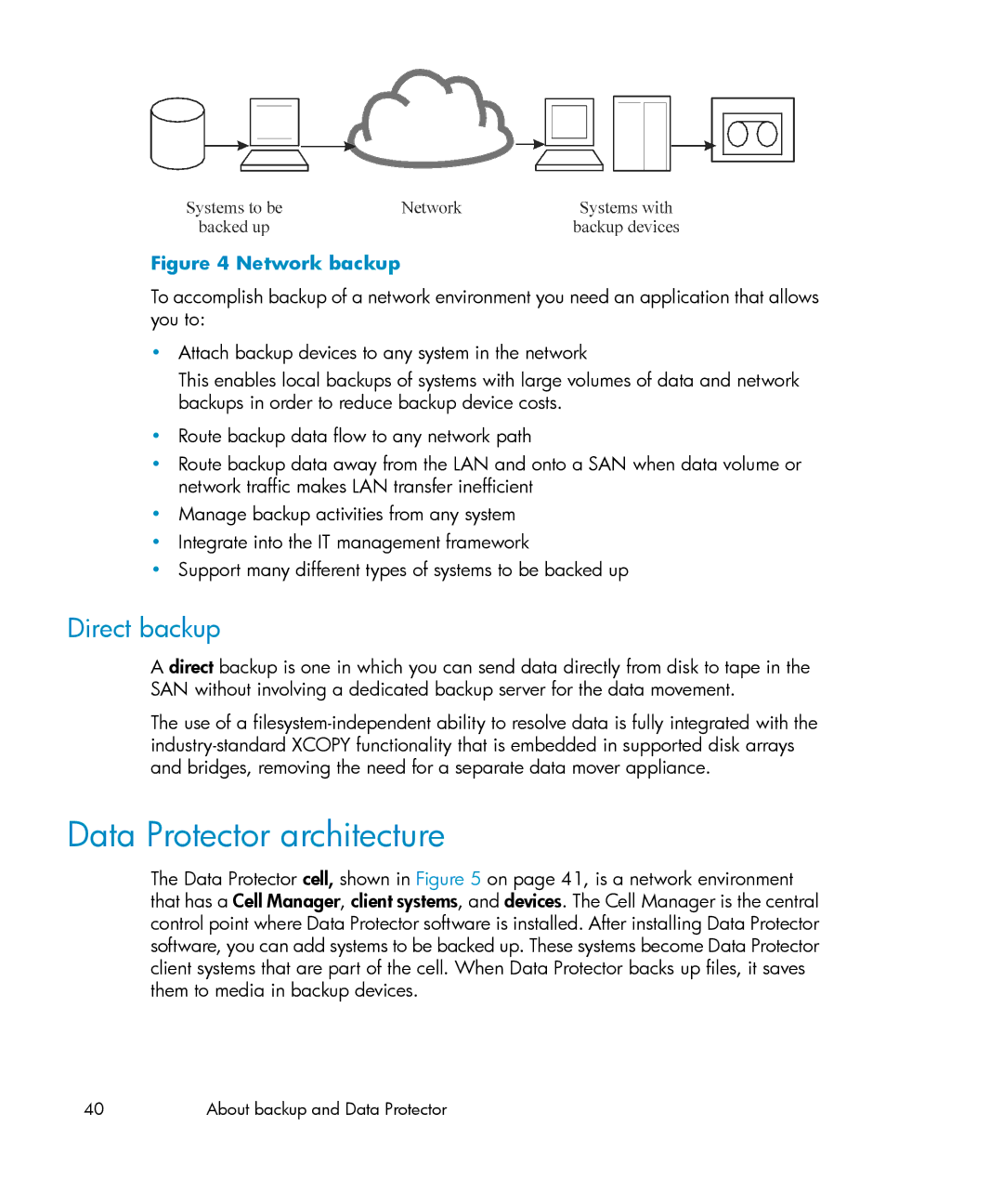 HP B6960-96035 manual Data Protector architecture, Direct backup 