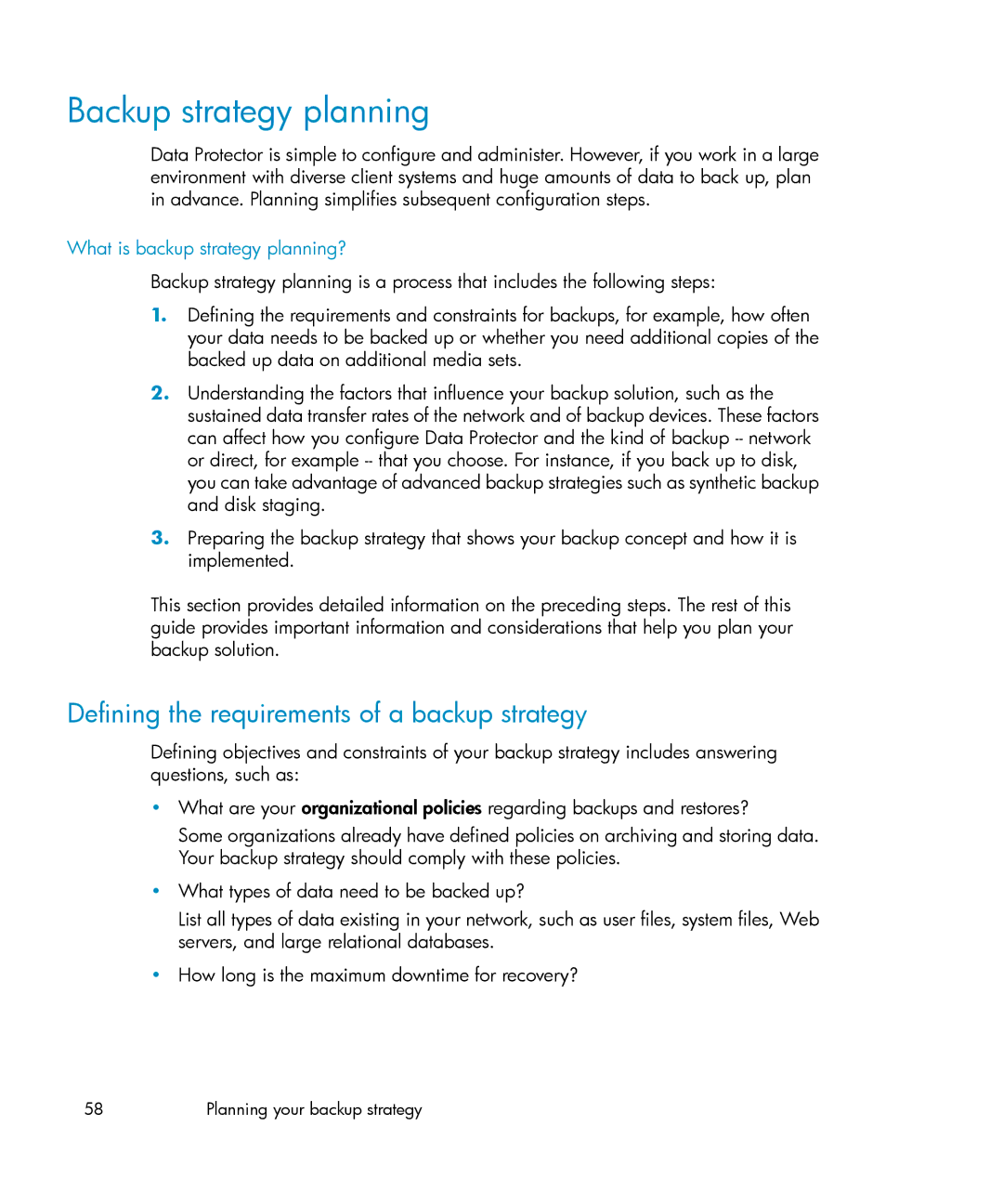 HP B6960-96035 Backup strategy planning, Defining the requirements of a backup strategy, What is backup strategy planning? 