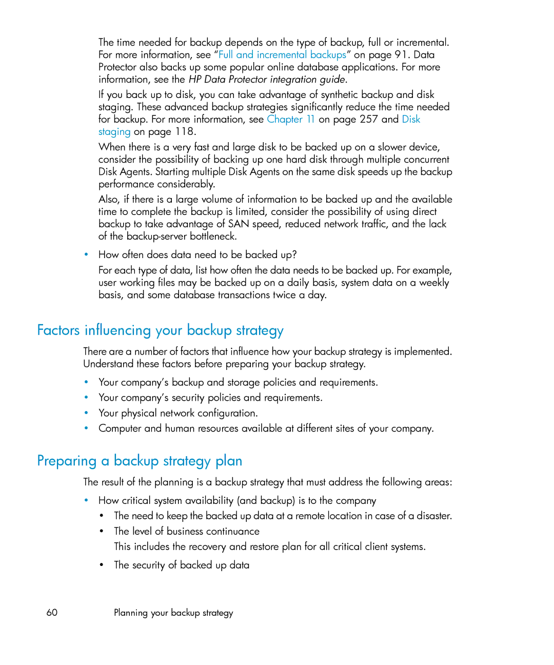 HP B6960-96035 manual Factors influencing your backup strategy, Preparing a backup strategy plan 