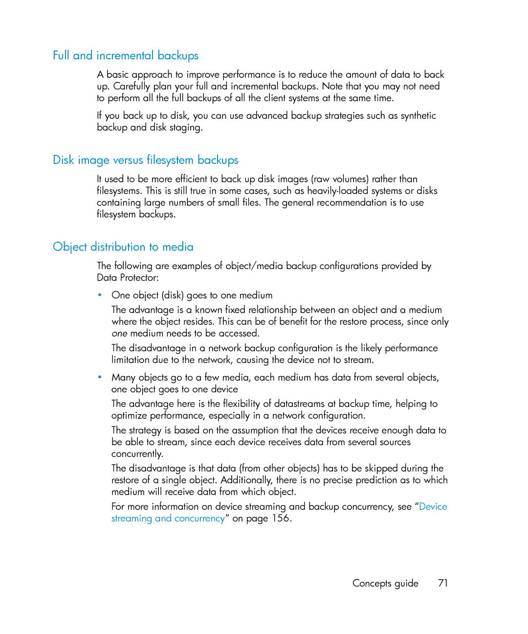 HP B6960-96035 manual Full and incremental backups, Disk image versus filesystem backups, Object distribution to media 