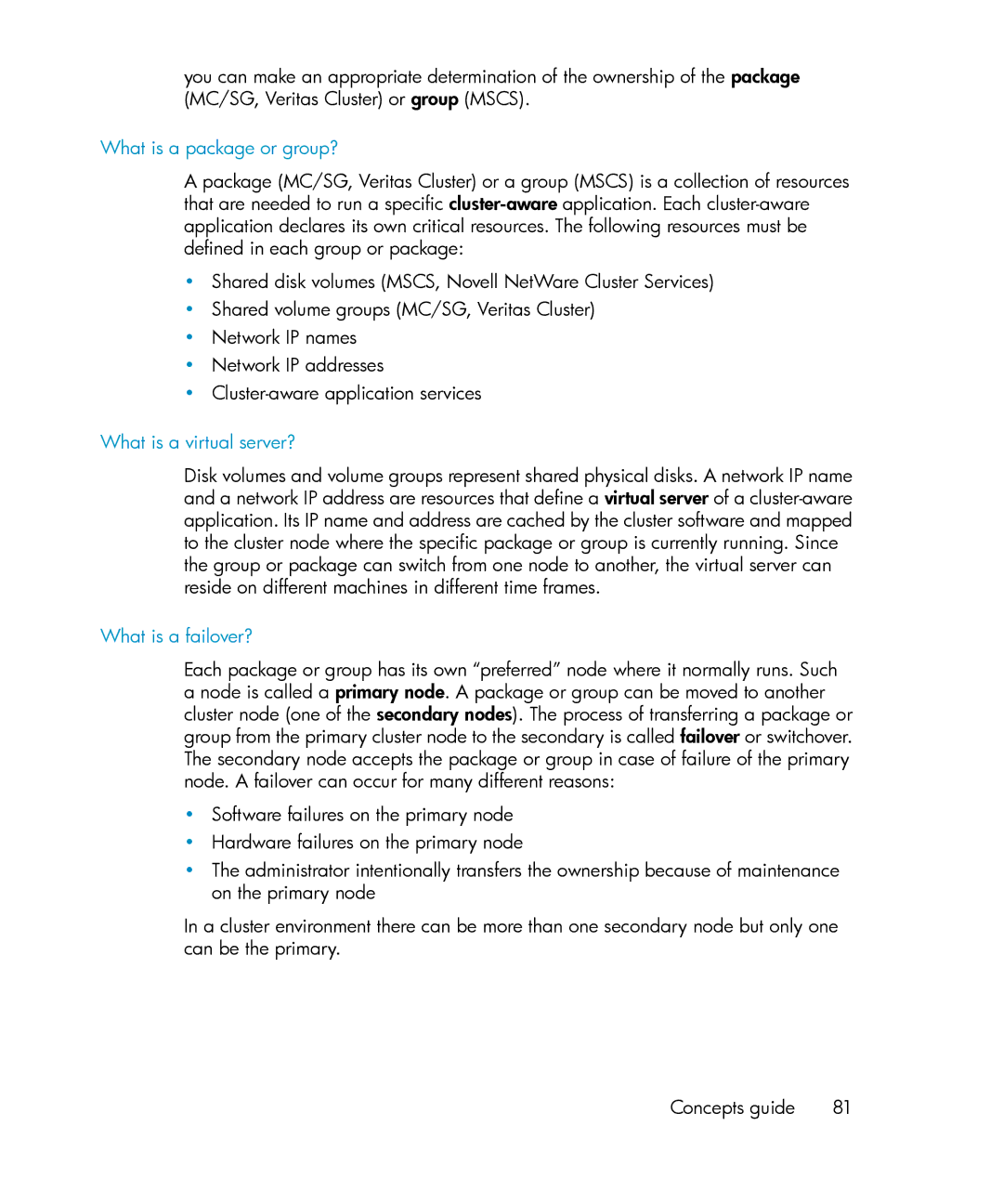 HP B6960-96035 manual What is a package or group?, What is a virtual server?, What is a failover? 