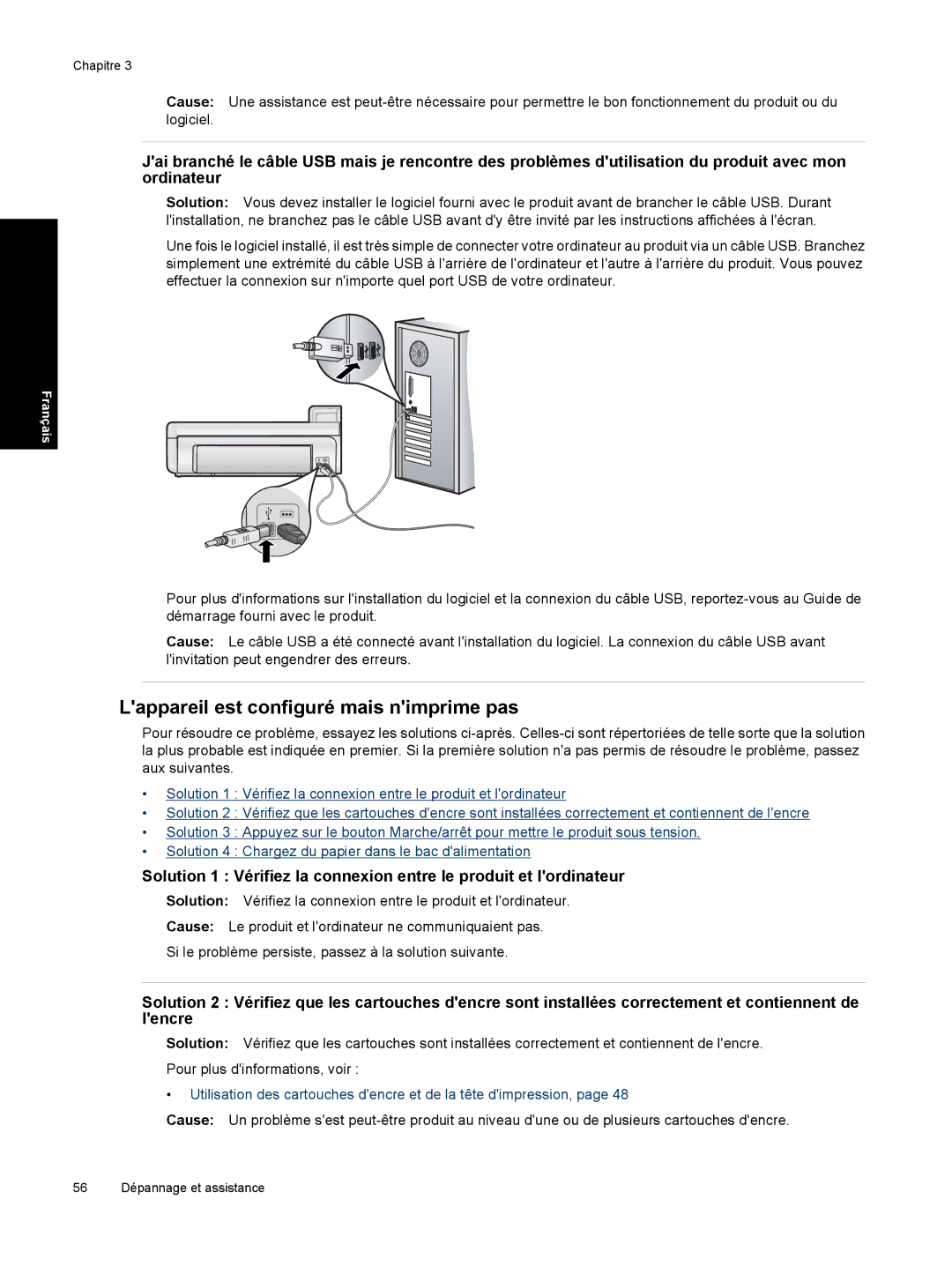 HP B8550 Photo CB981A#B1H manual Lappareil est configuré mais nimprime pas 