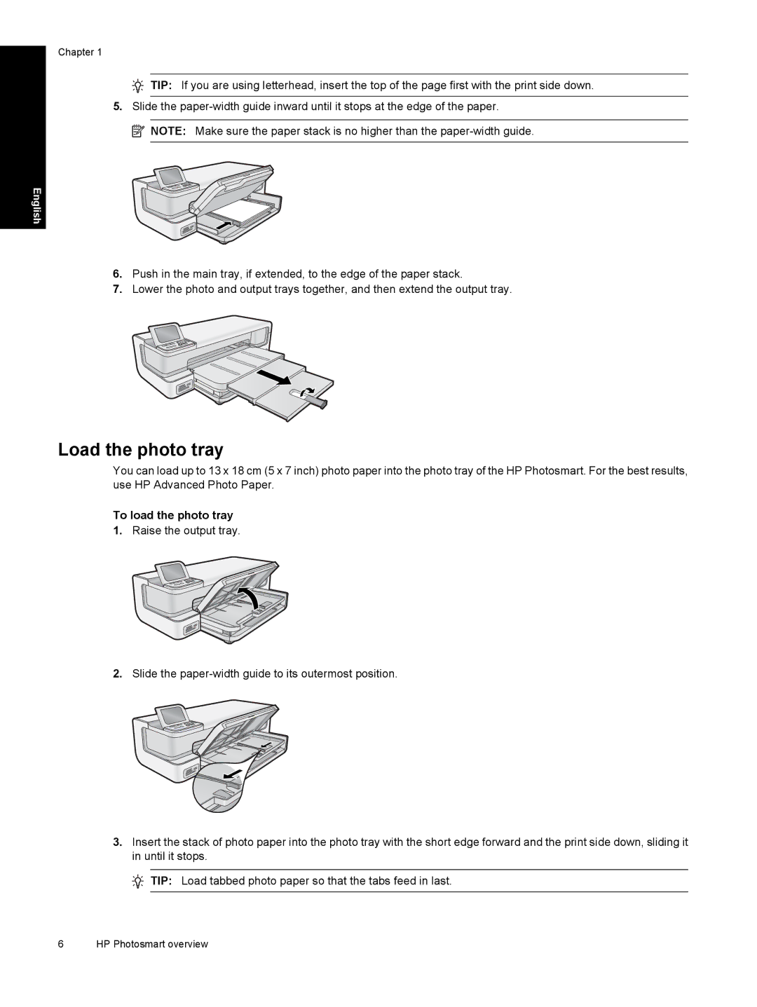 HP B8550 Photo CB981A#B1H manual Load the photo tray, To load the photo tray 