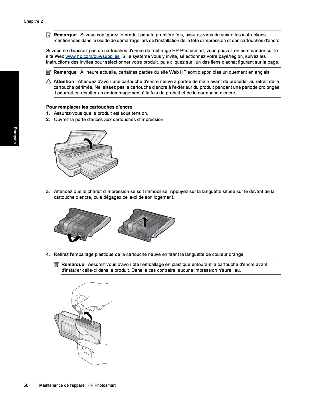 HP B8550 Photo CB981A#B1H manual Pour remplacer les cartouches dencre 