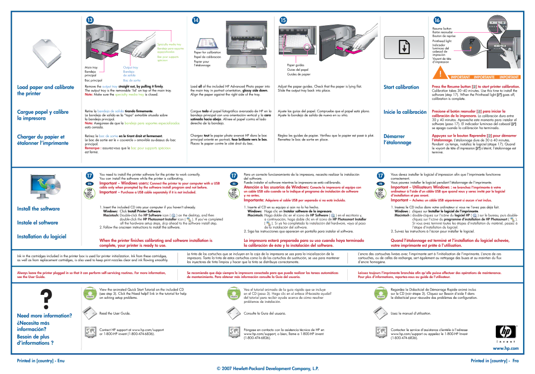 HP B8800 manual Install the software Instale el software, Installation du logiciel, Need more information? 