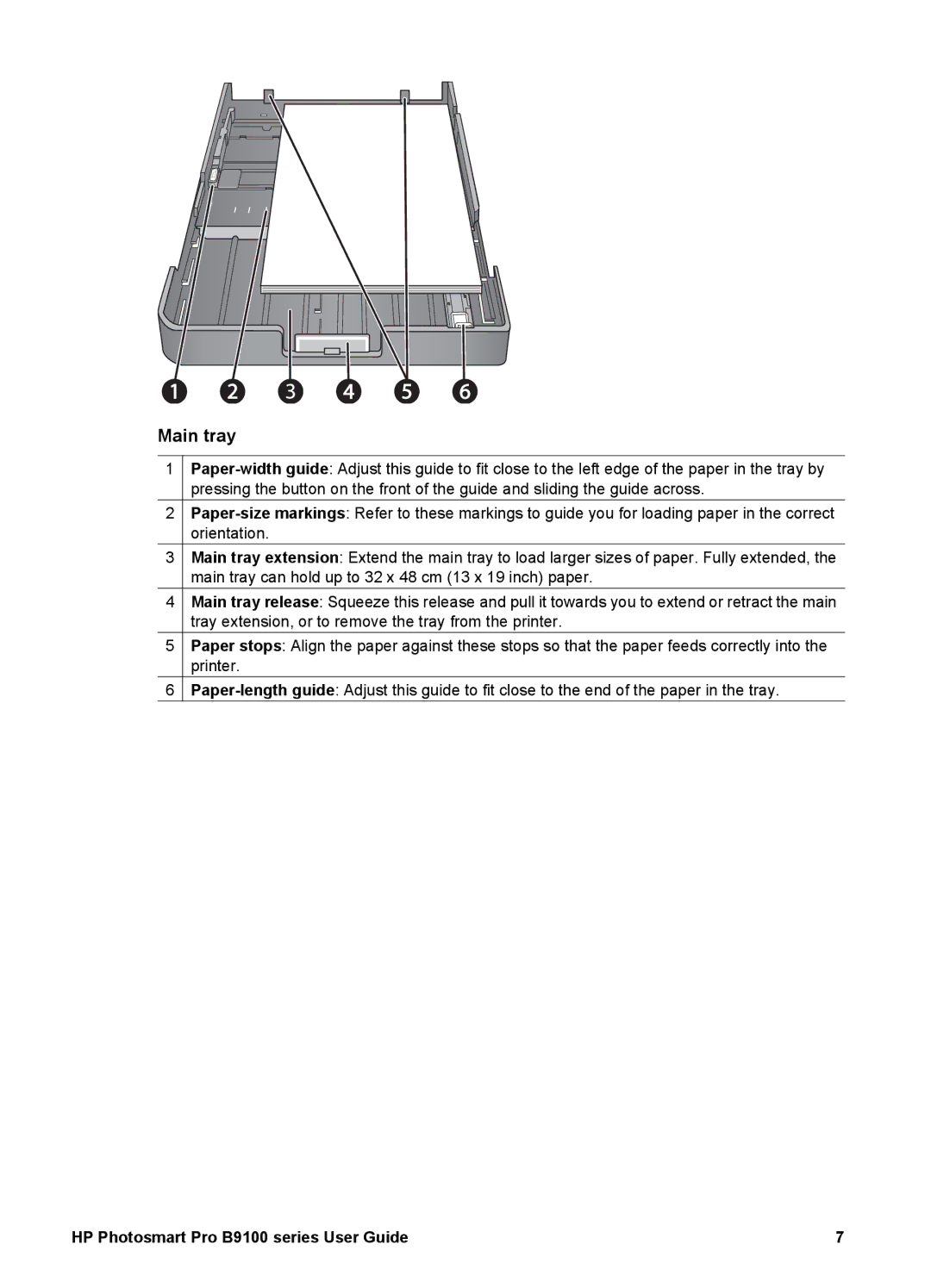 HP B9100 manual Main tray 