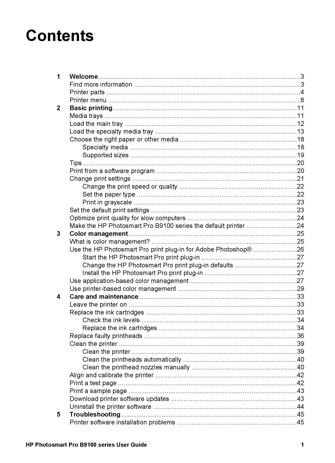 HP B9100 manual Contents 