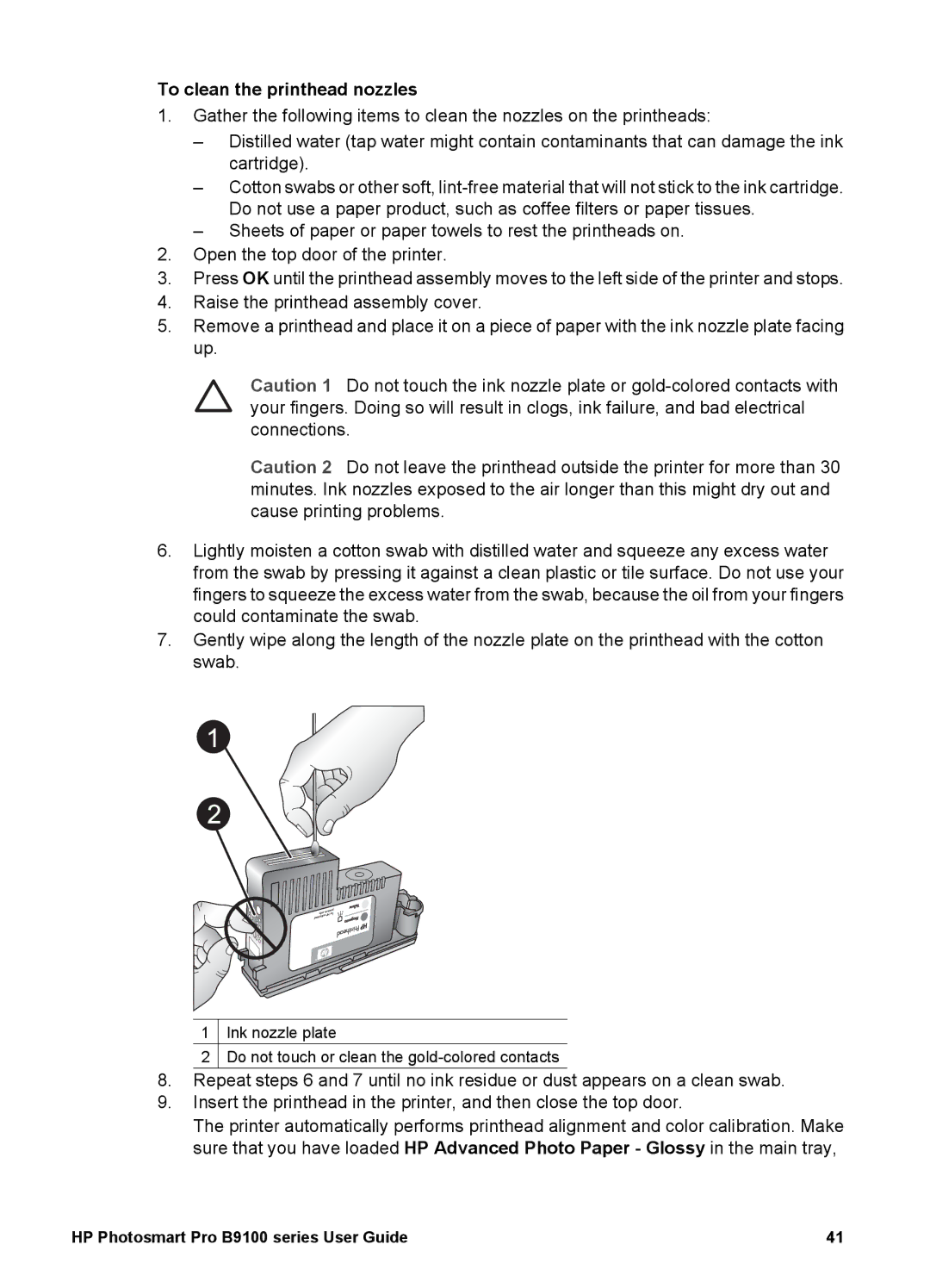 HP B9100 manual To clean the printhead nozzles 