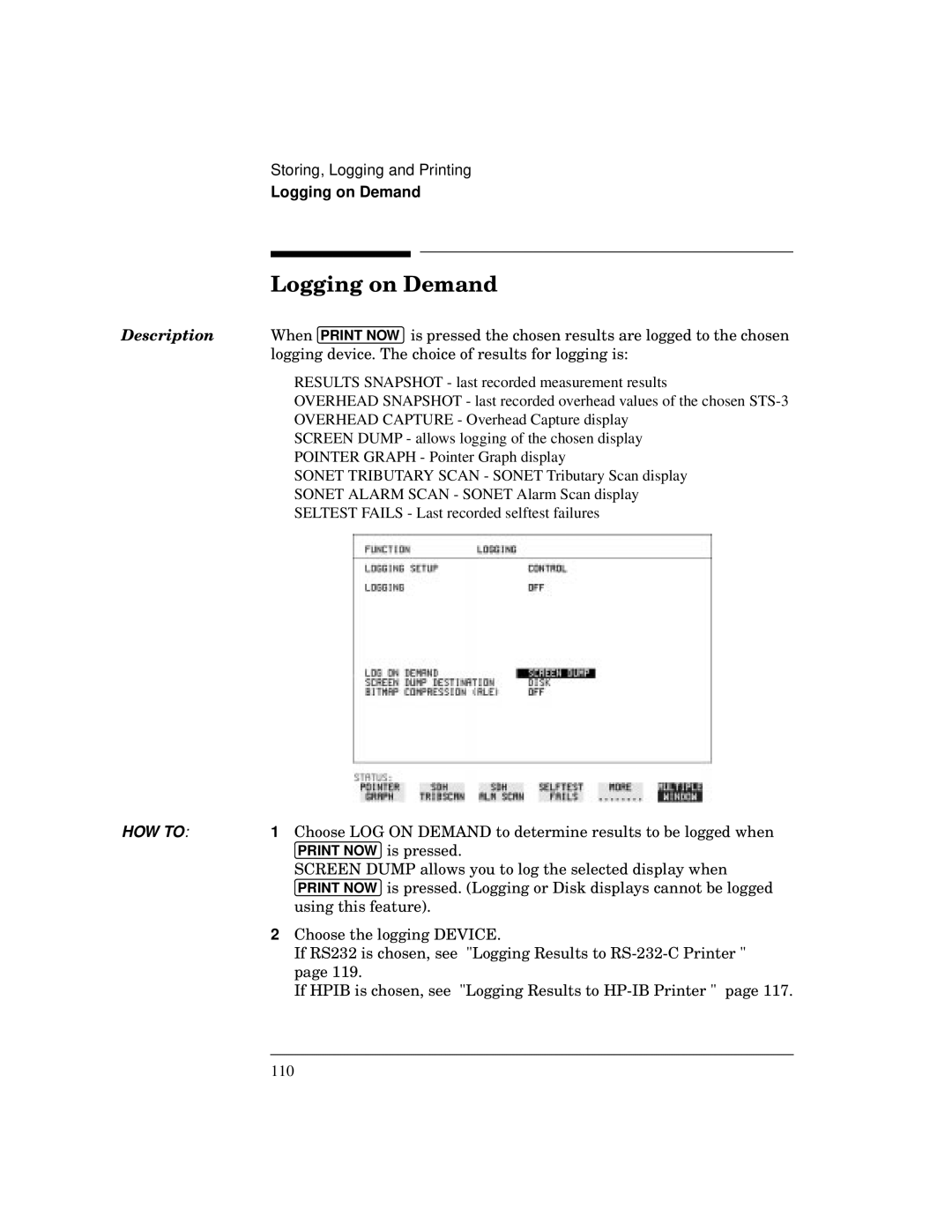 HP BER 718 37718A manual Logging on Demand 