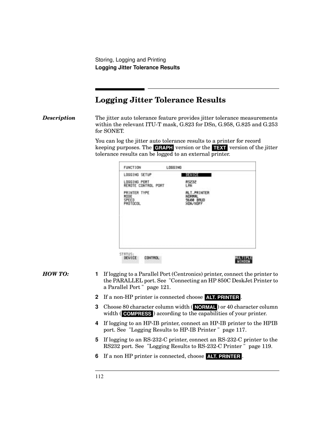 HP BER 718 37718A manual Logging Jitter Tolerance Results 