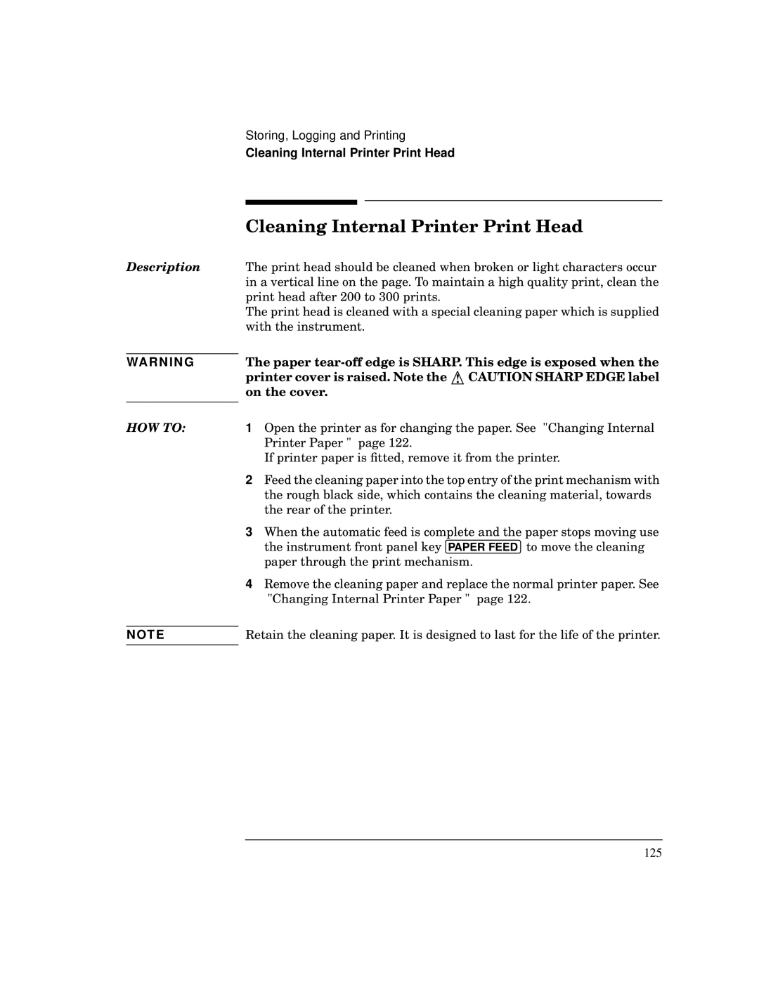 HP BER 718 37718A manual Cleaning Internal Printer Print Head 