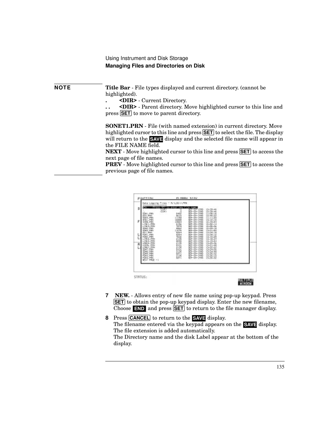 HP BER 718 37718A manual Highlighted, DIR Current Directory, DIR Parent directory. Move highlighted cursor to this line 