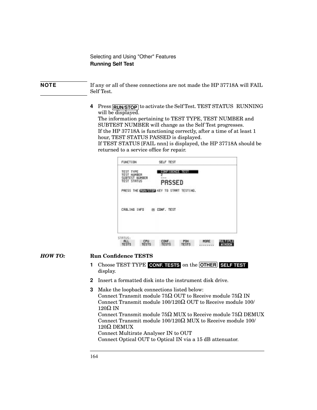 HP BER 718 37718A manual HOW to Run Conﬁdence Tests 