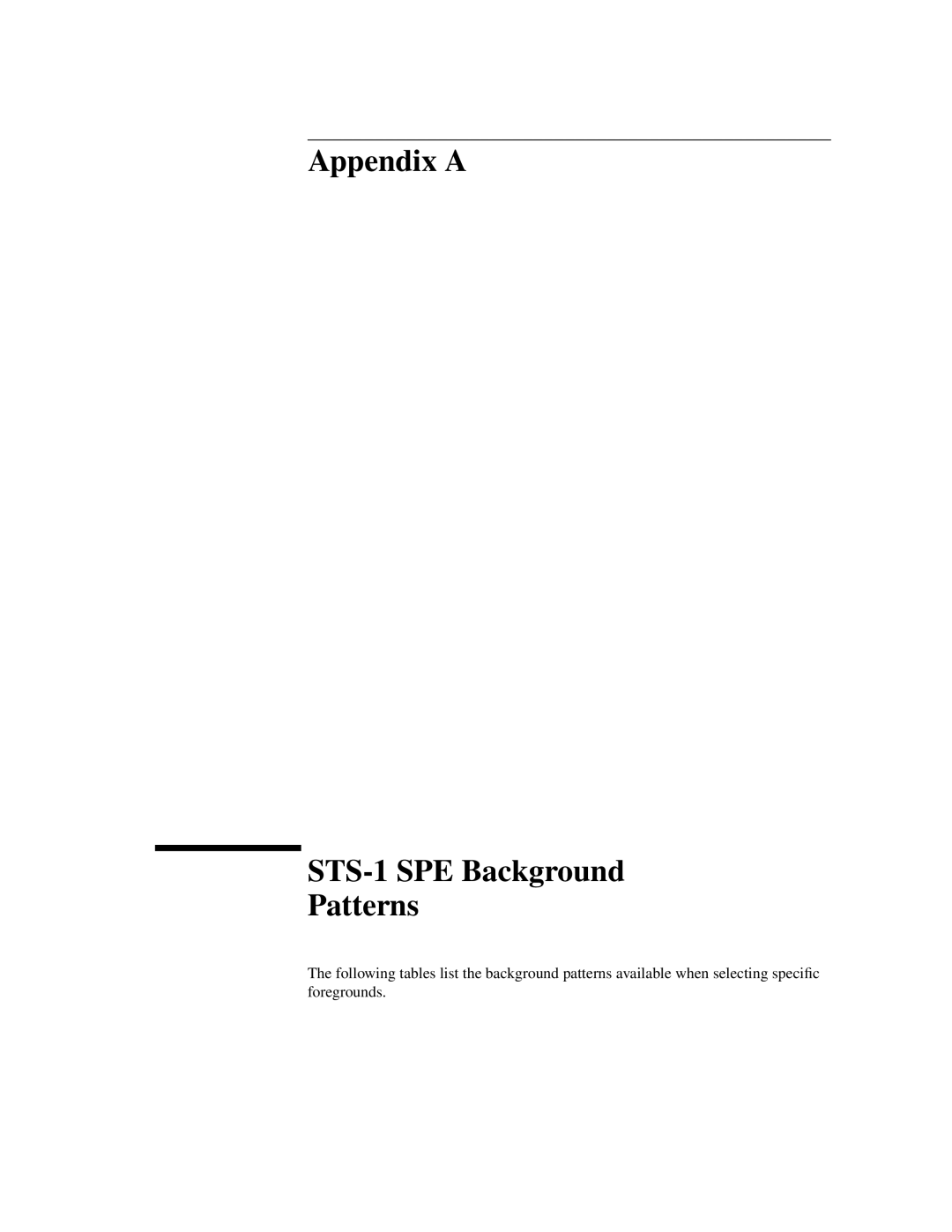 HP BER 718 37718A manual Appendix a STS-1 SPE Background Patterns 