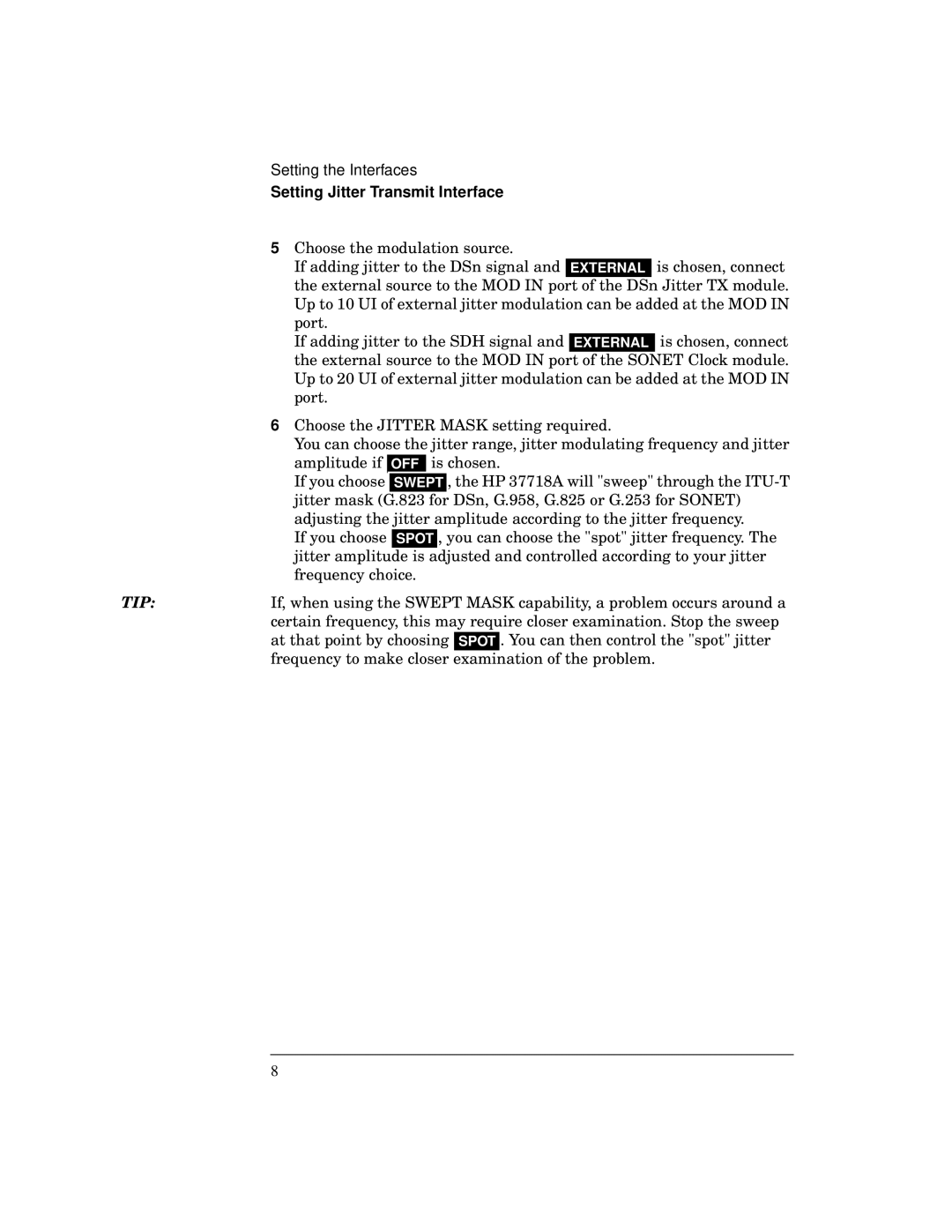 HP BER 718 37718A manual Setting Jitter Transmit Interface 